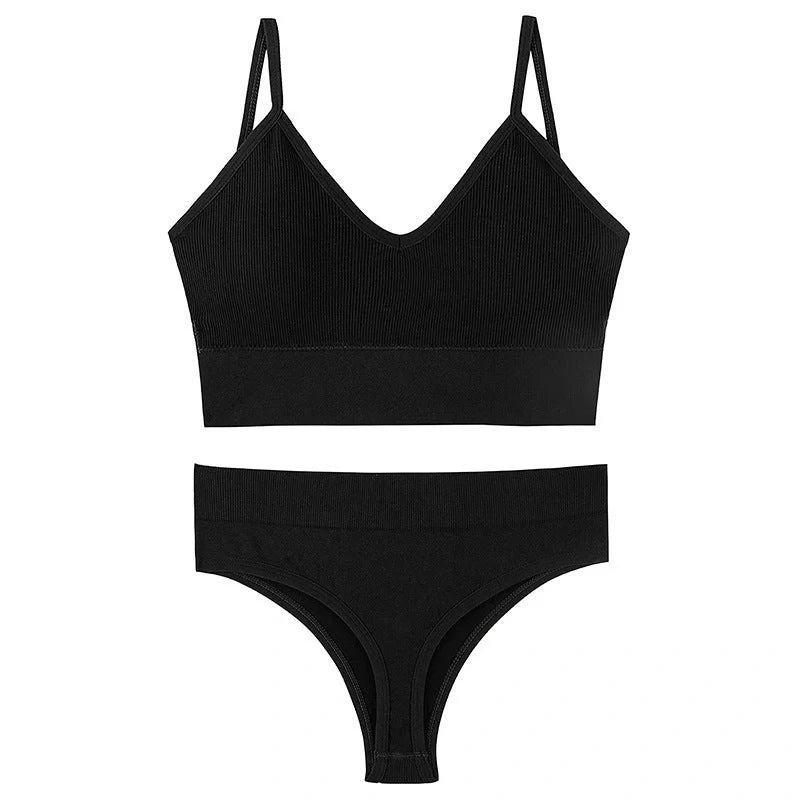 Wireless French triangle cup bra set for small chest push-up in various colours