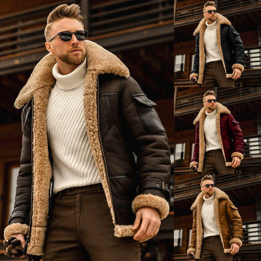 A warm, tactical military-style fleece jacket with a fur collar in various color options