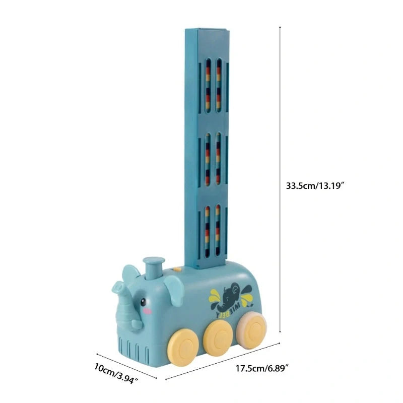 Electric domino train toy set with colorful blocks for kids