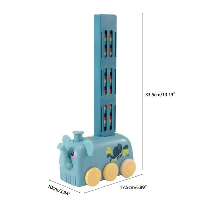 Electric domino train toy set with colorful blocks for kids