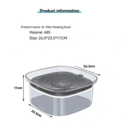 70oz transparent dog water bowl with slow drinking feature and visible water level