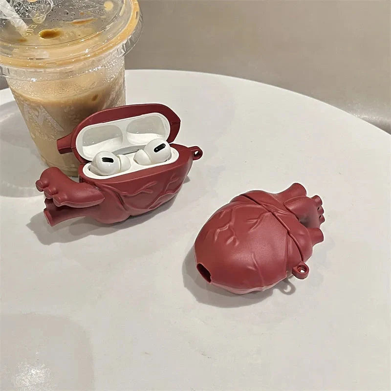 3D Heart Design Silicone Case for AirPods Pro and 3rd Generation in wine red and ivory white