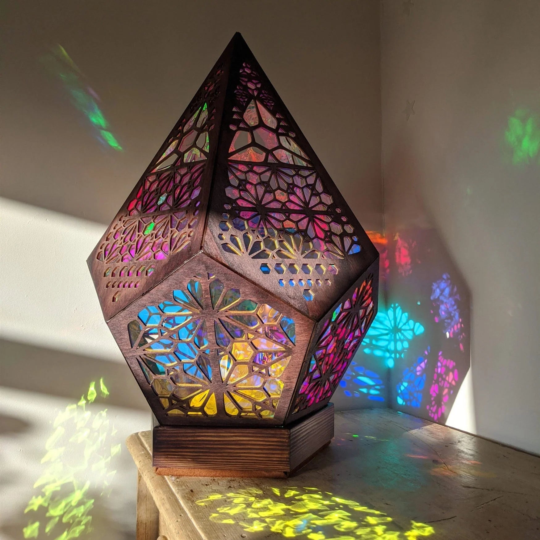 Bohemian Starry Sky Floor Lamp projecting stars on wall
