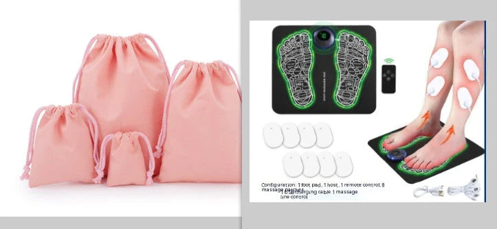 Premium EMS foot massager with 6 massage modes, 9 intensity levels, and USB charging for soothing foot relief