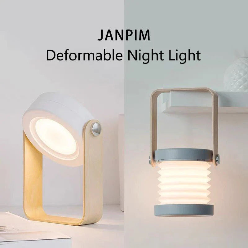 Elegant foldable LED lamp with touch-controlled dimming, rechargeable battery, and modern design for home decor
