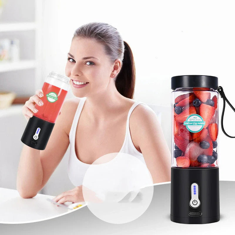 Hand Operated Portable Blender in black, white, blue, and rose red with 530ml capacity and 22001 rpm speed
