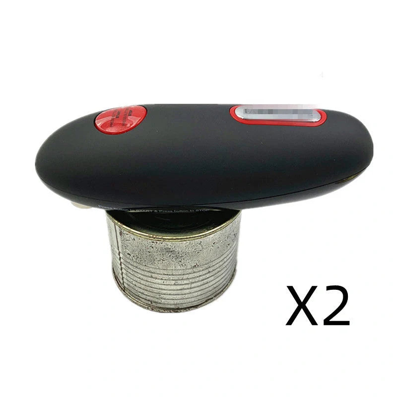 Electric can opener with automatic bottle opener function in black
