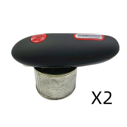Electric can opener with automatic bottle opener function in black