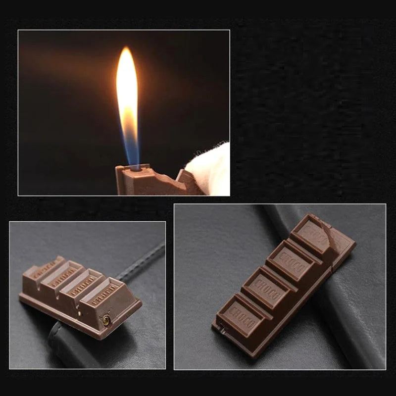 Chocolate-shaped torch lighter with bright colours and butane refill