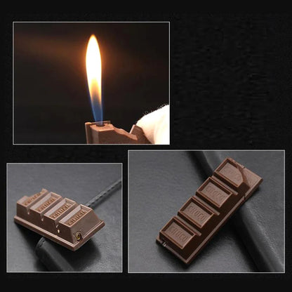 Chocolate-shaped torch lighter with bright colours and butane refill