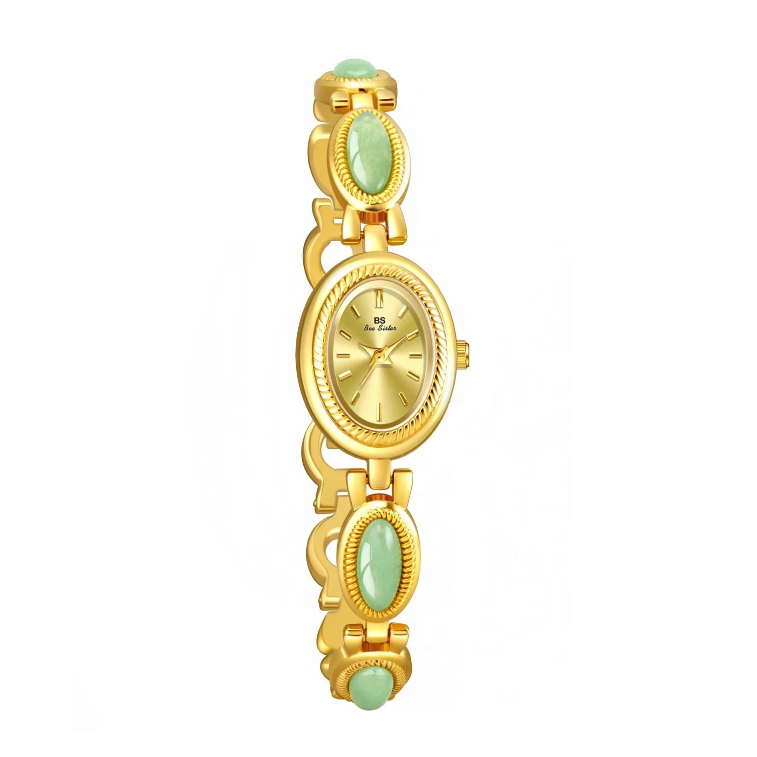Luxury women's bracelet watch with Hetian Jade and Dongling Stone accents
