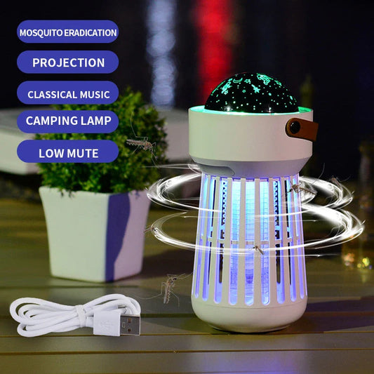 Portable 2-in-1 Mosquito Killer Lamp with Star Ceiling Projection for Indoor and Outdoor Use