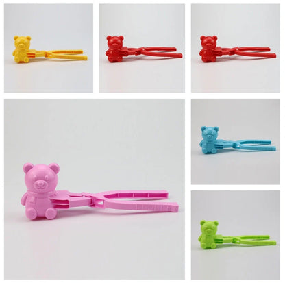 Heart-shaped snowball maker for kids in red, green, pink, yellow, and blue