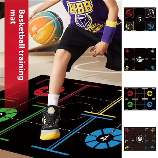 Premium indoor basketball training mat with patterned design for improved footwork and ball control