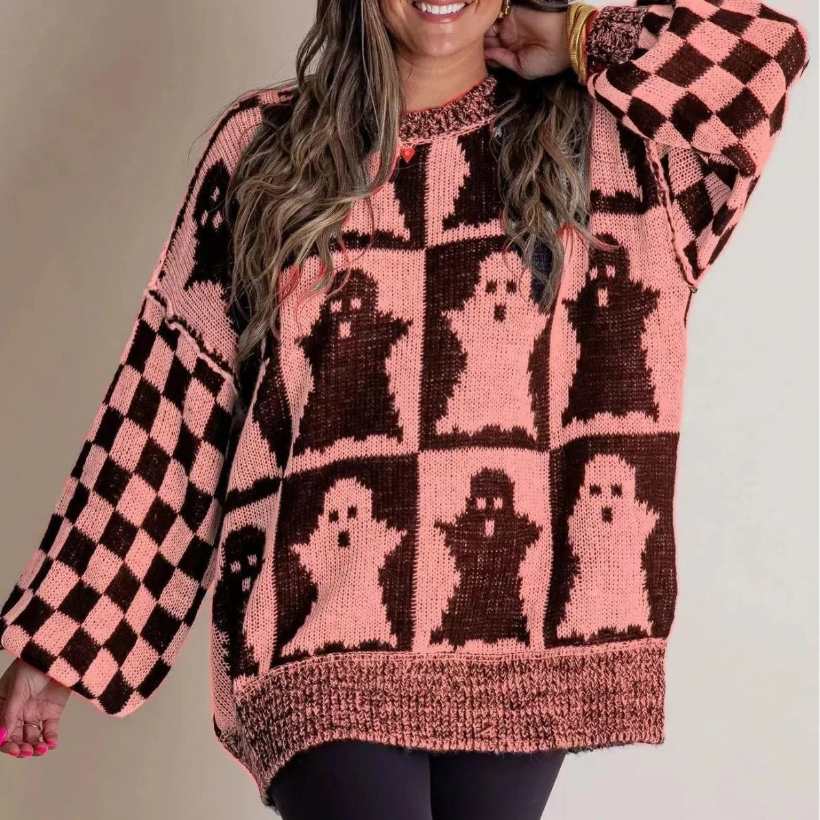 Halloween Cartoon Pumpkin Ghost Sweater in various colours