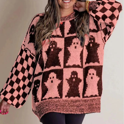 Halloween Cartoon Pumpkin Ghost Sweater in various colours