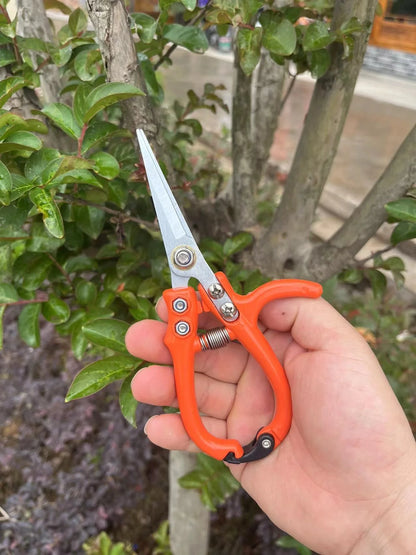 Multifunctional garden scissors with safety buckle and stainless steel spring for durable pruning