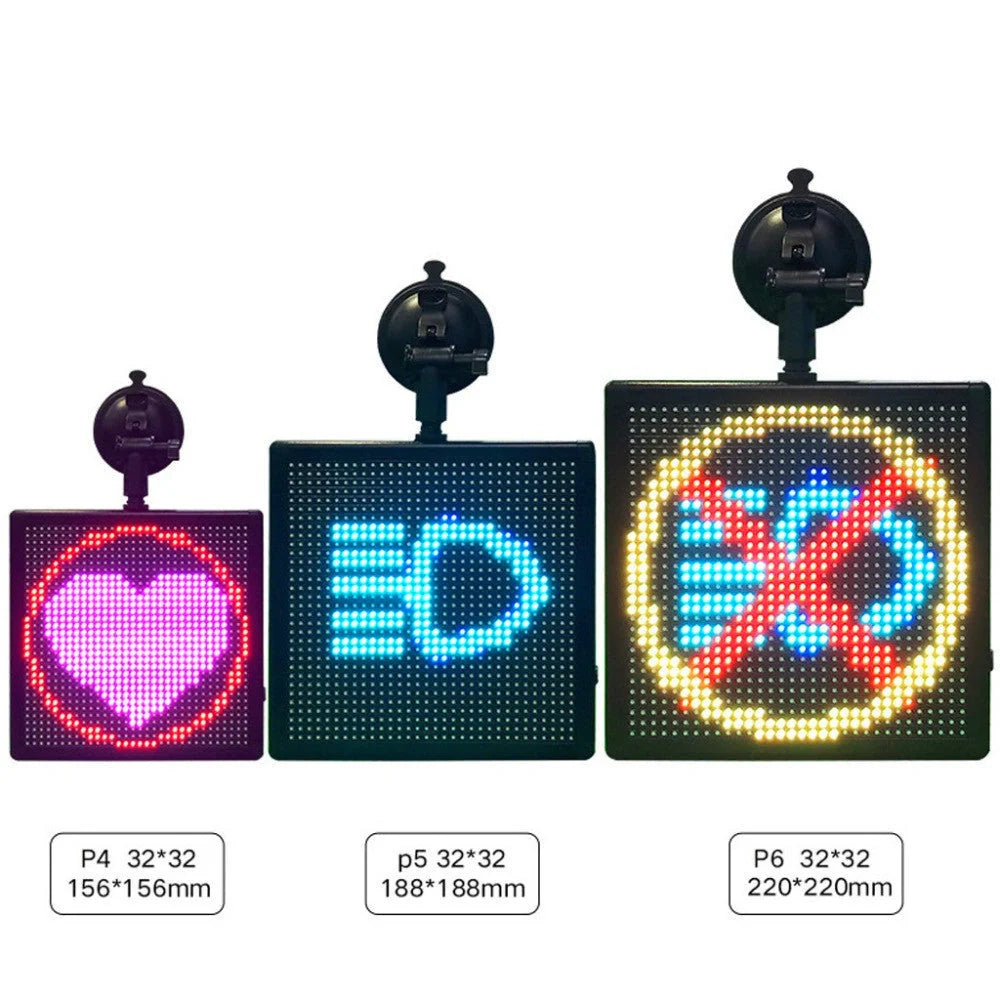 Car Rear Window LED Emoticon Screen displaying vibrant messages