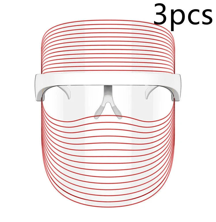 7 Colour LED Mask for skin rejuvenation with red, blue, and yellow light therapy options