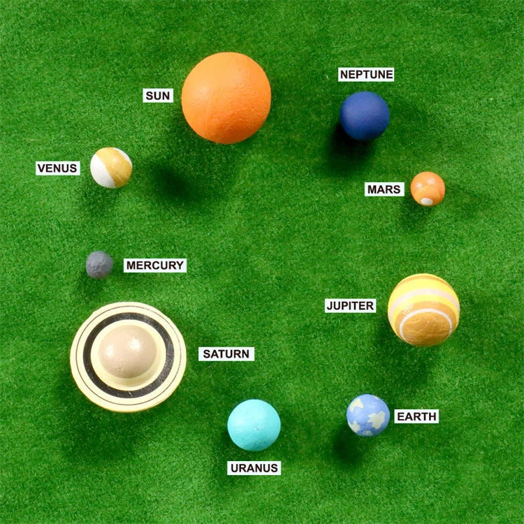 Wooden solar system model featuring all major planets for educational and decorative use