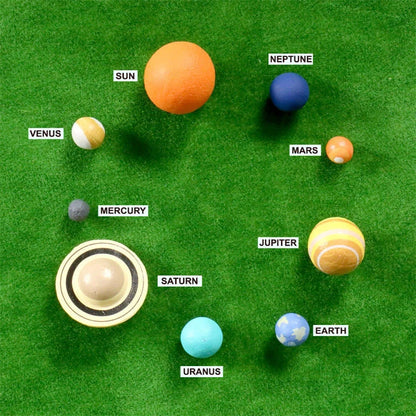 Wooden solar system model featuring all major planets for educational and decorative use