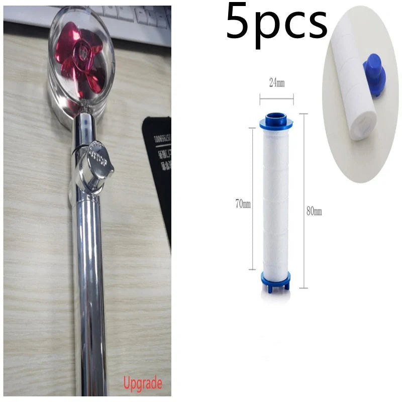 Turbo Propeller Shower Head in various colours with 360-degree fan extension