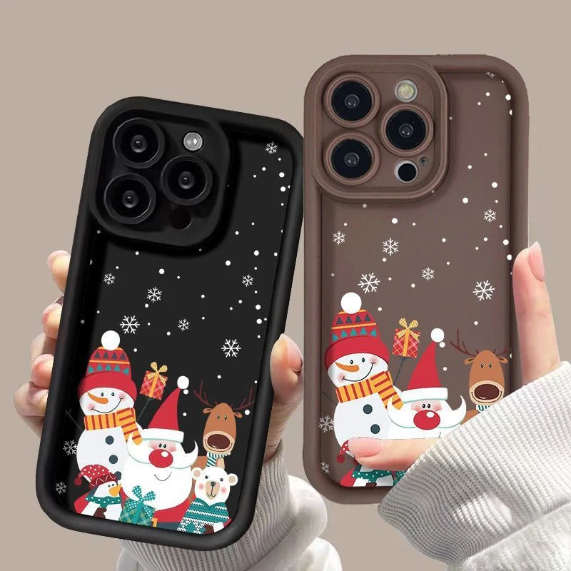 Santa Claus themed frosted shockproof silicone iPhone case in multiple colours
