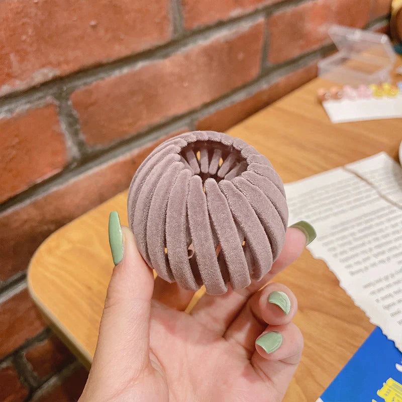 Velvet bird's nest hair ring hairpin in various colours for stylish ponytails