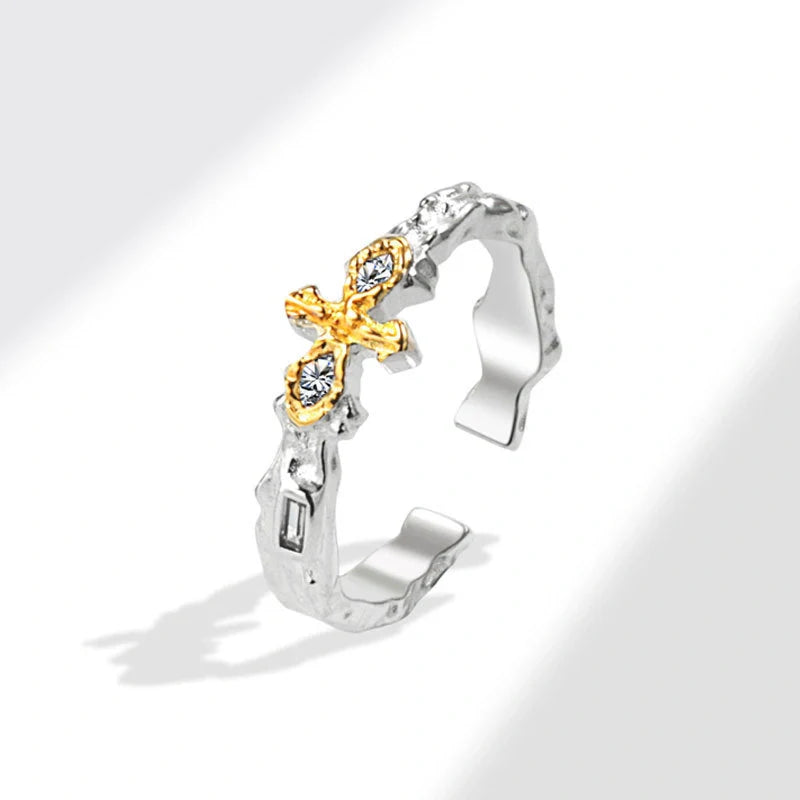 Dark Maillard Ring with adjustable opening in black gold or silver