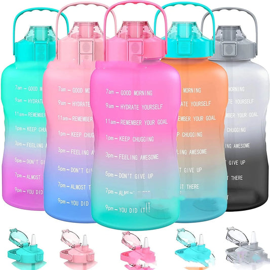 2.2L Large Capacity Half Gallon Plastic Space Cup with time markings and gradient colours