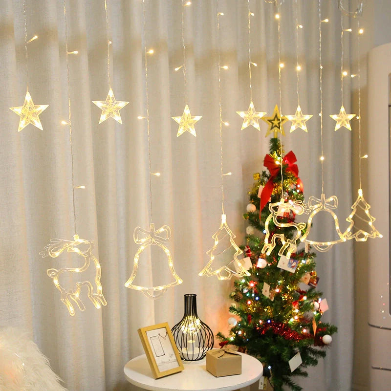 Christmas Deer Tree Bells Star String Fairy Lights for festive indoor and outdoor decoration