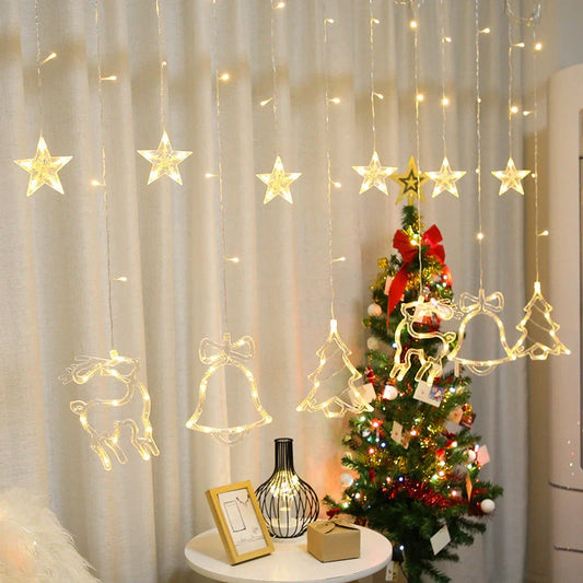 Christmas Deer Tree Bells Star String Fairy Lights for festive indoor and outdoor decoration