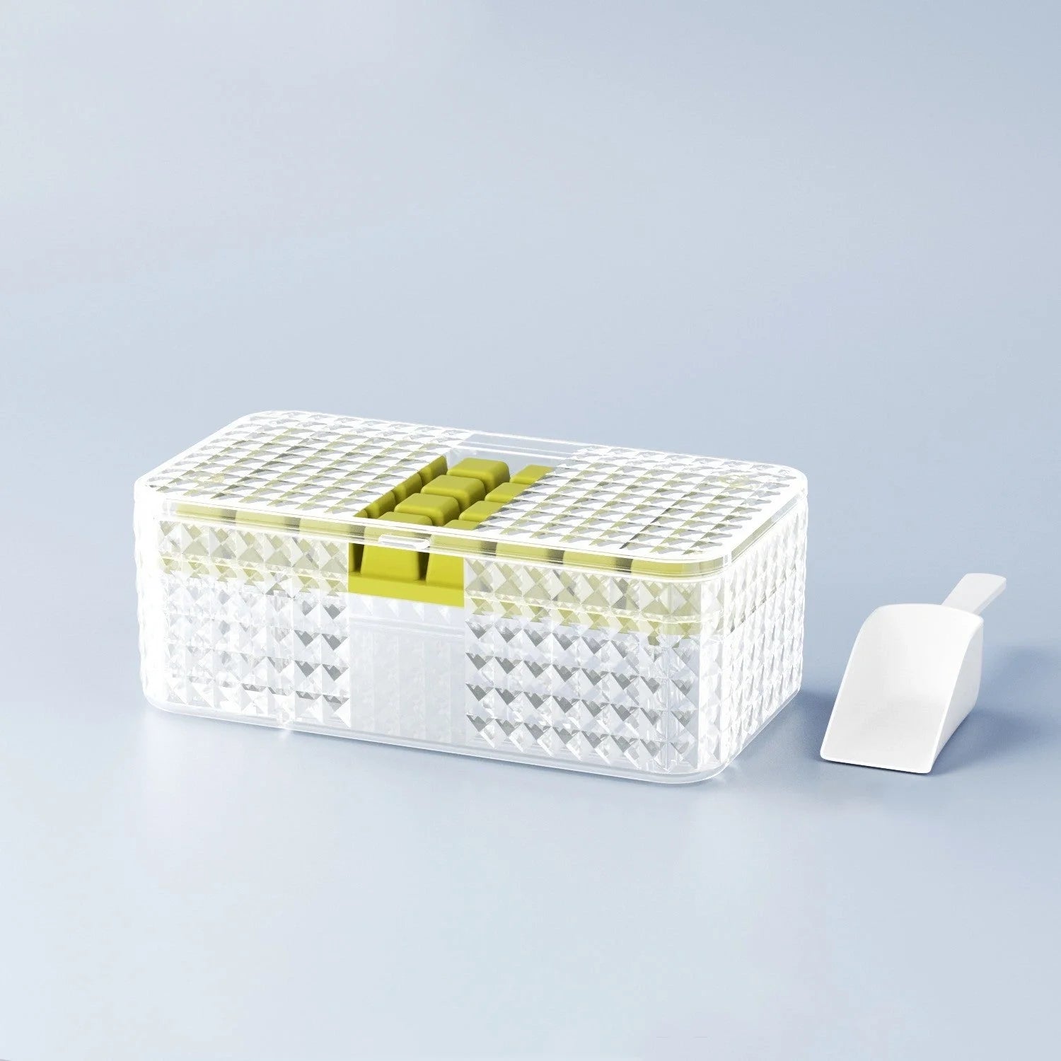 Large silicone square ice mold with lid for easy ice cube removal