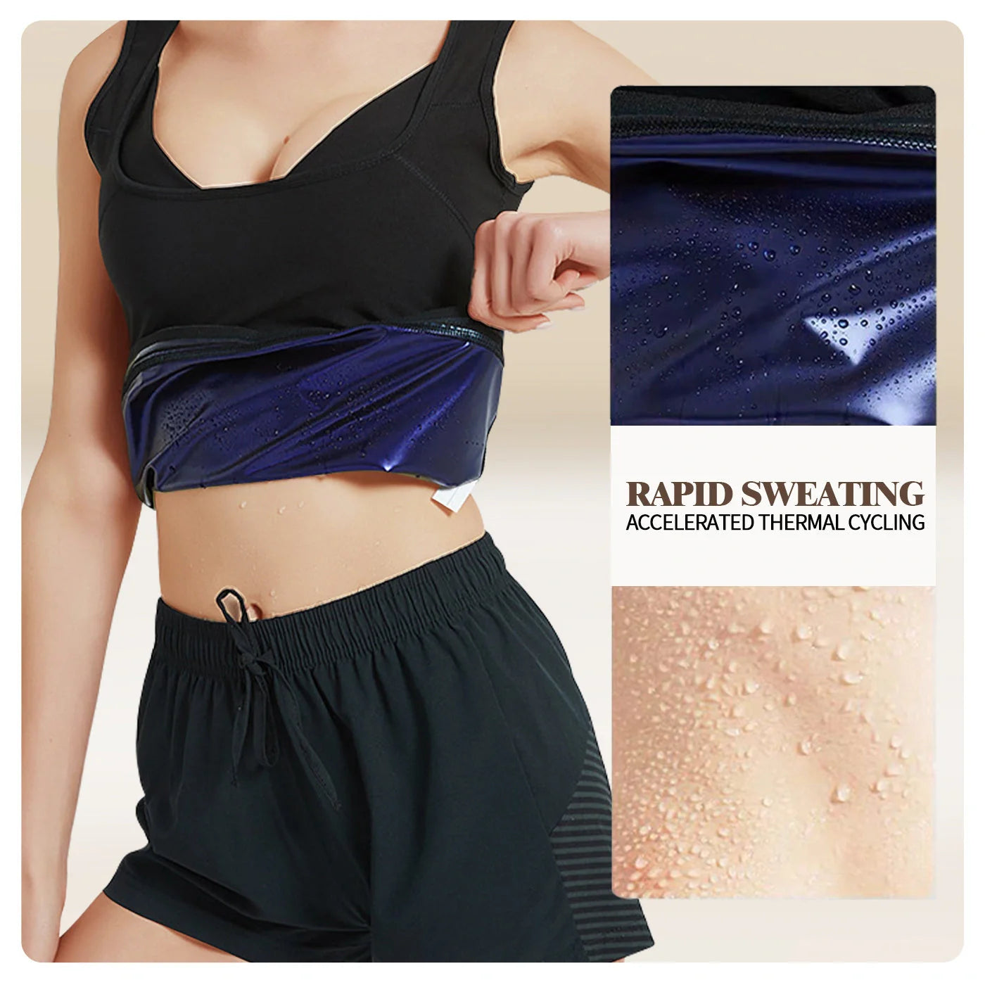 Women's black polyester sweatshirt for yoga and running, shapewear design