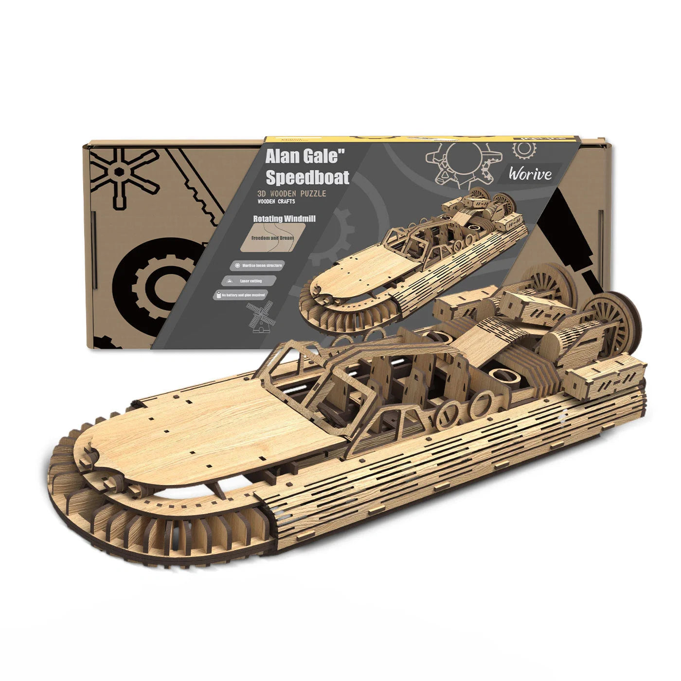 Allengrad Speedboat Puzzle Toy wooden assembly game for creative minds