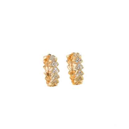 Premium copper-plated gold and zircon stud earrings in a classic design, exuding British elegance and sophistication