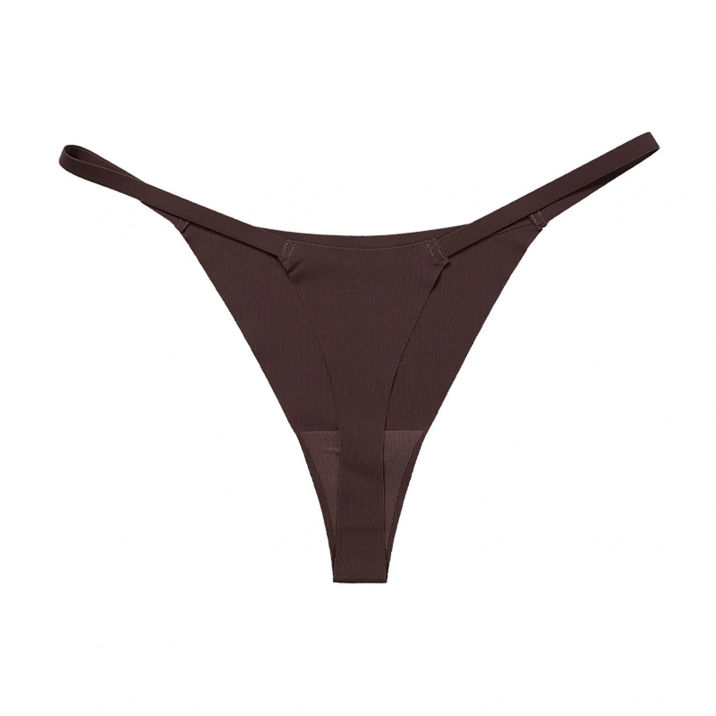 Low waist ice silk seamless T-back female underwear set in multiple colours