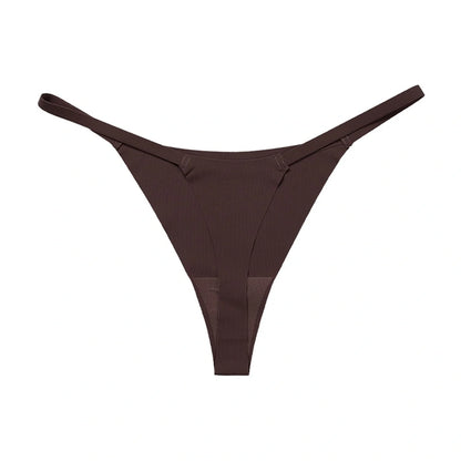 Low waist ice silk seamless T-back female underwear set in multiple colours