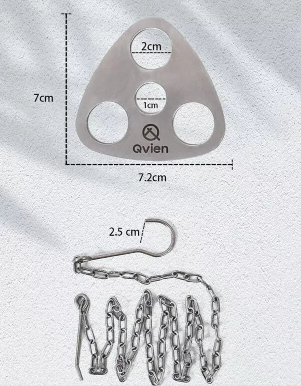 Stainless steel triangle hanging pot support for outdoor camping with adjustable chain