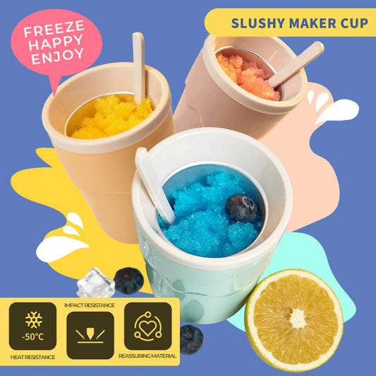 Stainless steel slushy cup for homemade ice cream and quick-freeze slushies