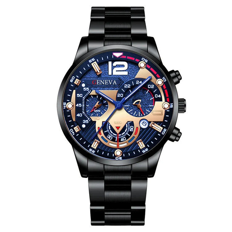 Premium stainless steel men's watch with bracelet in multiple color options