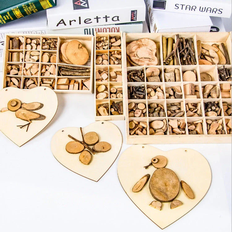 Handmade wooden blocks for children's creative play, natural pine wood, safe and educational