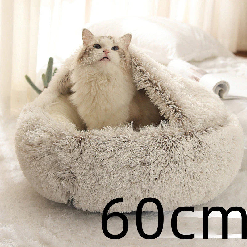 Cozy and comfortable 2-in-1 pet bed for cats and dogs, featuring plush, warm, and soft materials