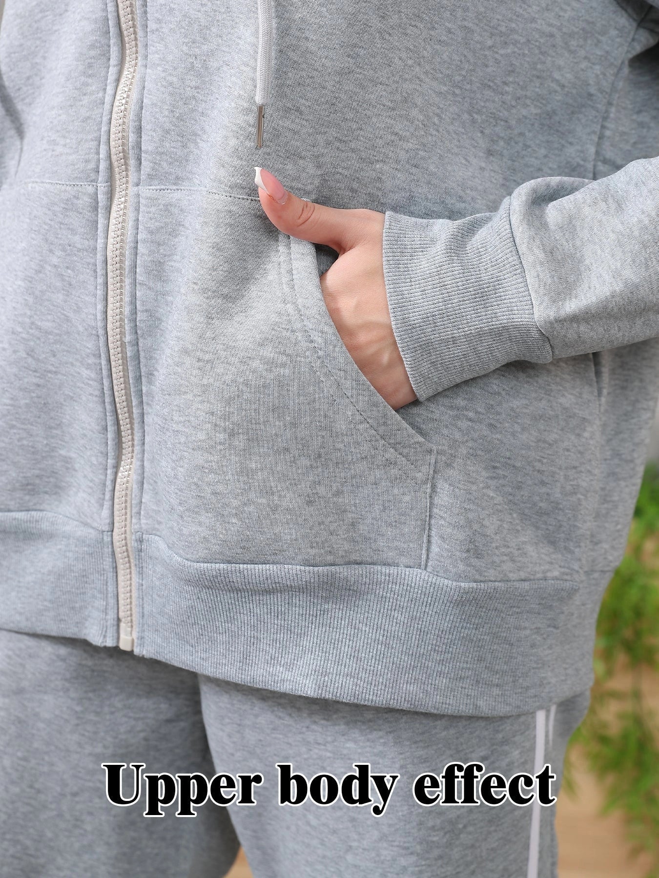 Women's Long Sleeved Hoodie Set in black and grey