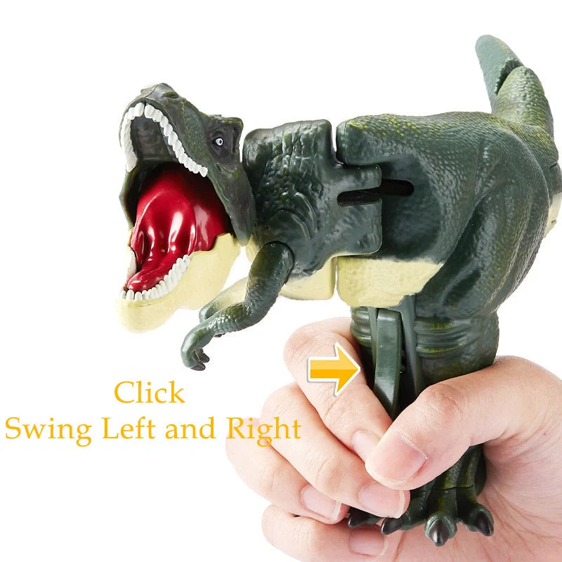 Green battery-free telescopic spring swing dinosaur toy for children