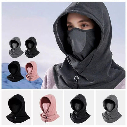 Adjustable thermal fleece scarf neck warmer in black, dark gray, light gray, and pink colors