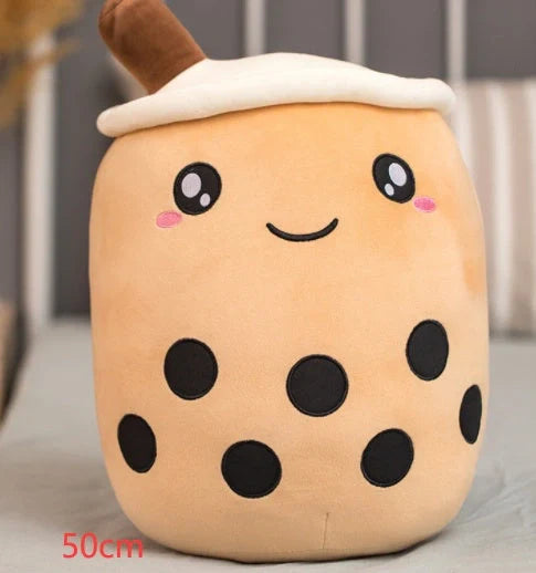Strawberry Milk Tea Plush Boba Toy Pillow in various colours and sizes