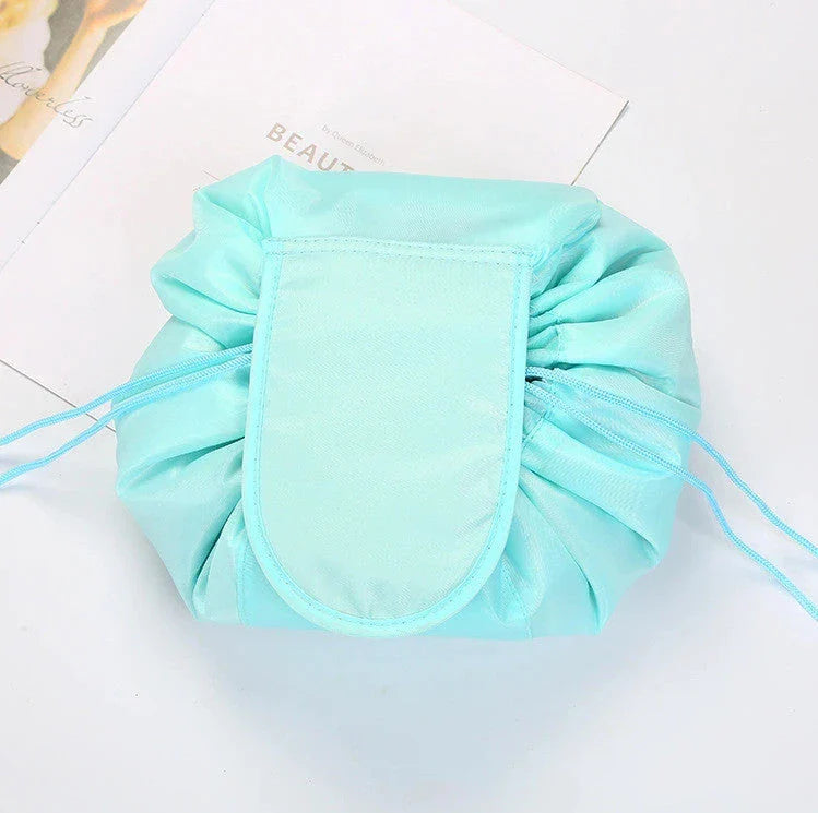 Stylish and practical cosmetic bag with multiple color and pattern options, featuring a drawstring closure and roomy interior for easy organization during travel.