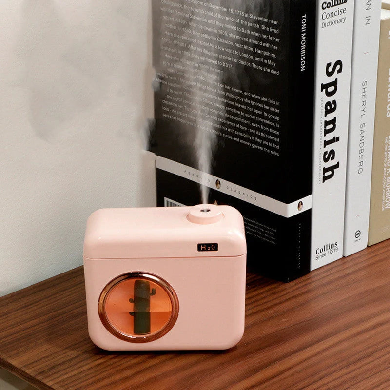 USB Camera-Shaped Desktop Humidifier with night light and aromatherapy function