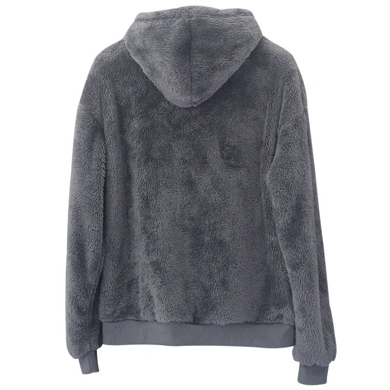 A cosy, velvet-lined hooded jumper with pockets for men, available in a range of classic colours.